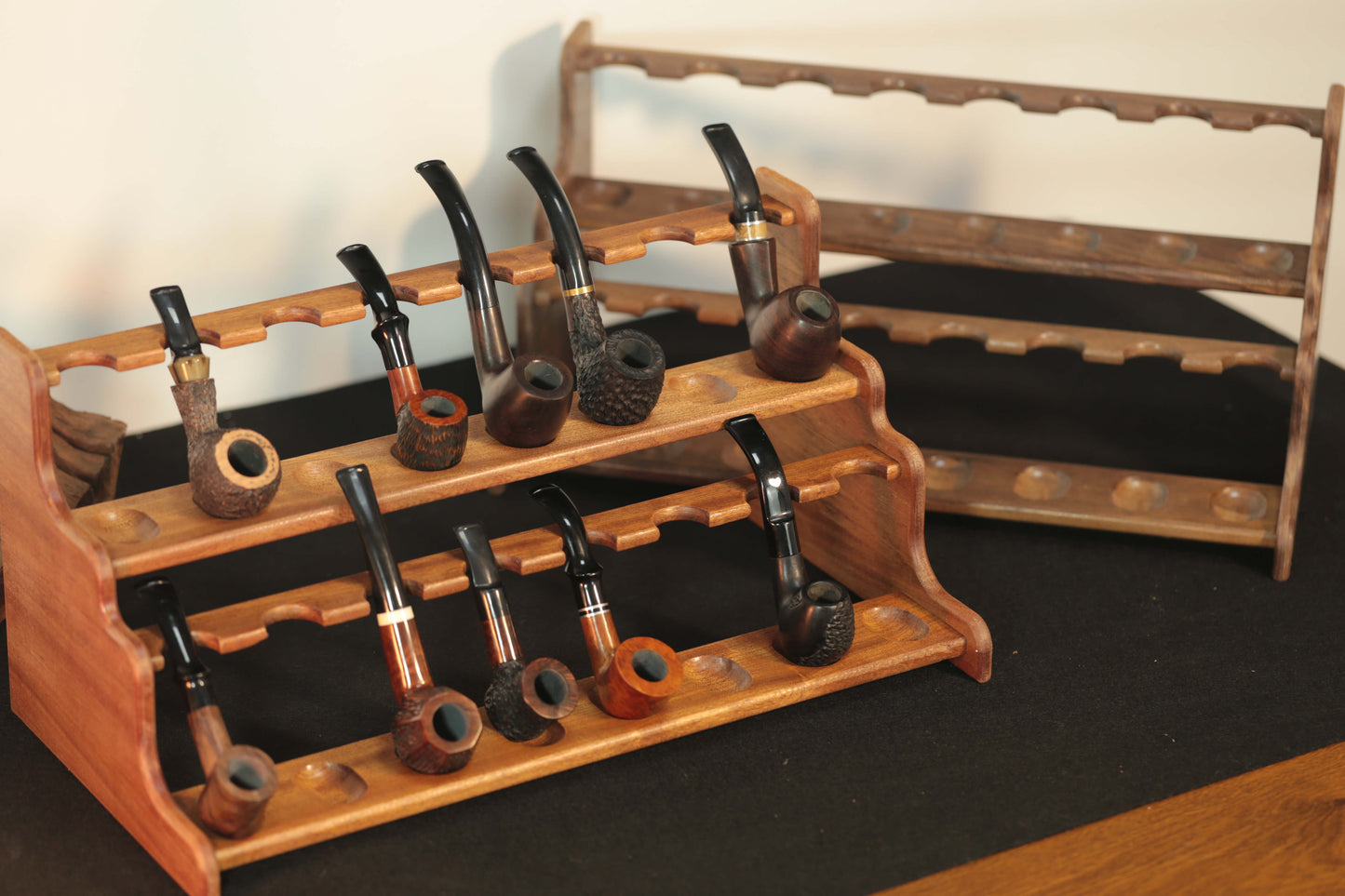 Tobacco Pipe Stand,Personalized pipe rack,stand for 16 Smoking Pipes,walnut