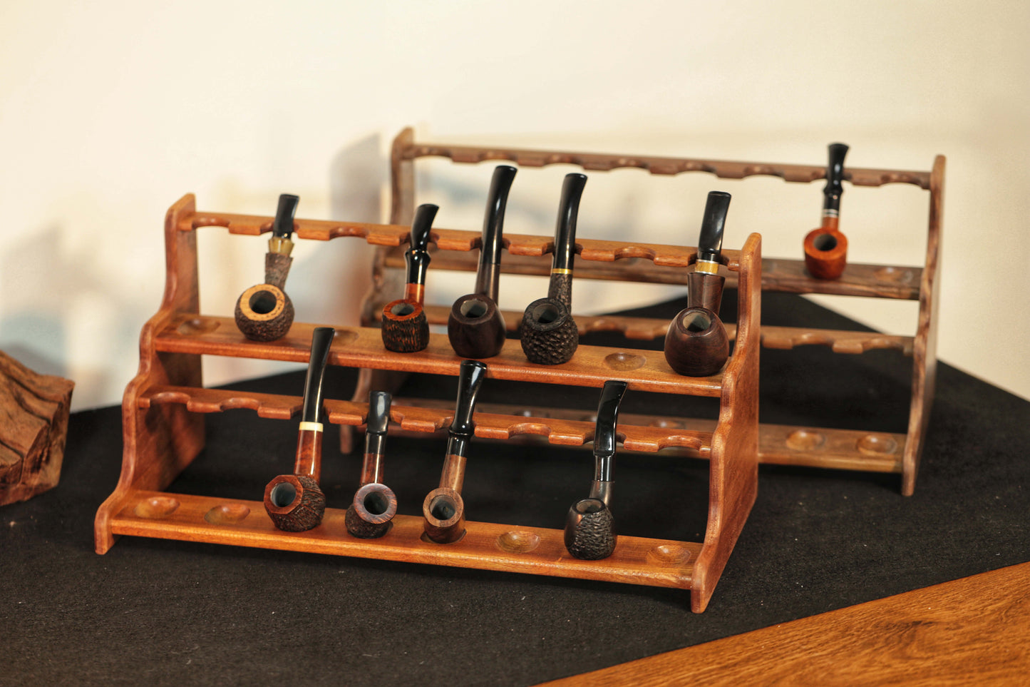 Tobacco Pipe Stand,Personalized pipe rack,stand for 16 Smoking Pipes,walnut