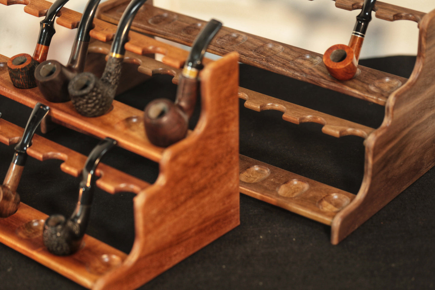 Tobacco Pipe Stand,Personalized pipe rack,stand for 16 Smoking Pipes,walnut