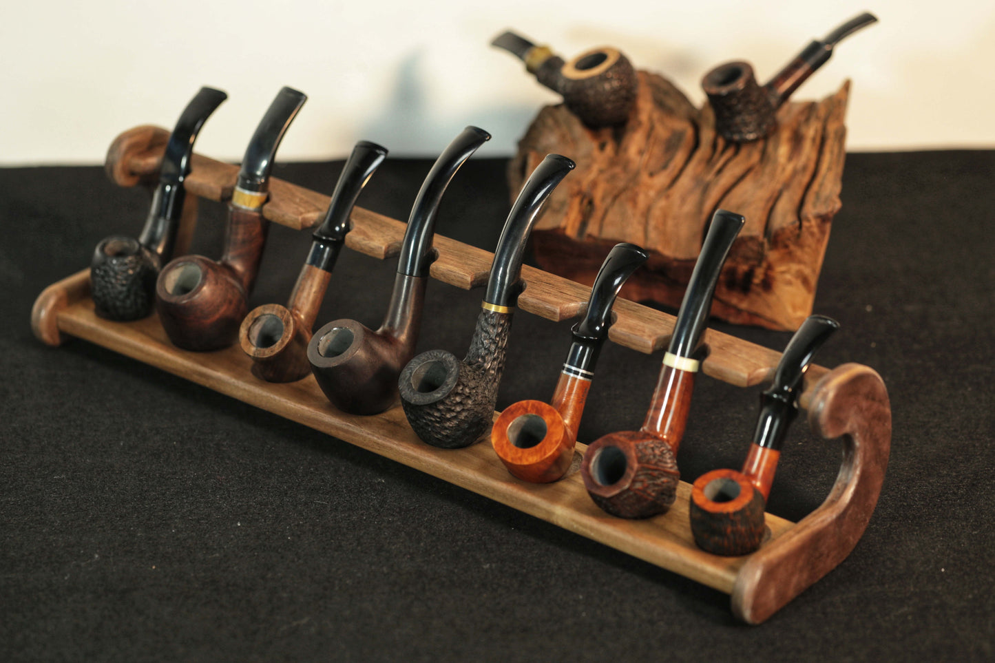 Tobacco Pipe Stand,Personalized pipe rack,stand for 8 Smoking Pipes,walnut