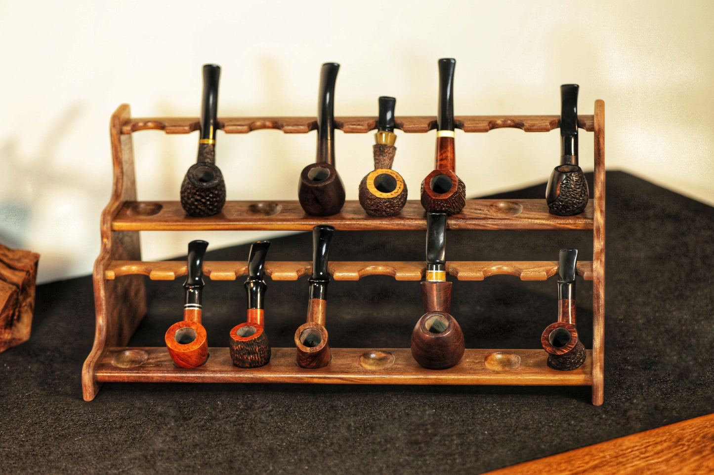 Tobacco Pipe Stand,Personalized pipe rack,stand for 16 Smoking Pipes,walnut