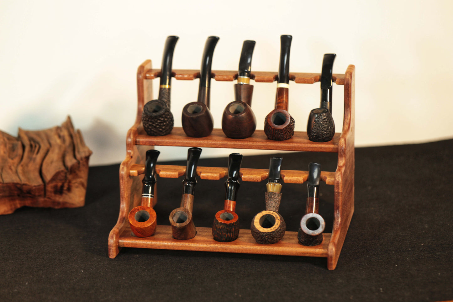 Tobacco Pipe Stand,Personalized pipe rack,stand for 10 Smoking Pipes,walnut