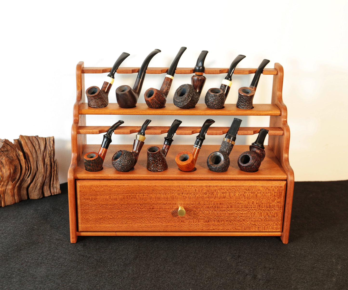 Tobacco Pipe Stand,Personalized pipe rack,stand for 12 Smoking Pipes,walnut
