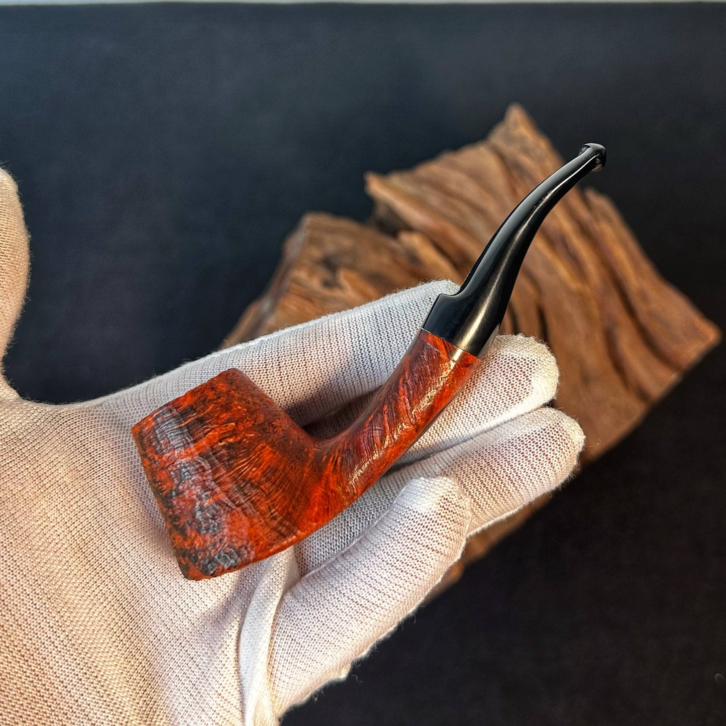 Volcano shaped pipe,Briar wood tobacco pipe ,Smoking Pipe,Large Classic Curved Pipe,3 mm Filter ,Gift for smoker